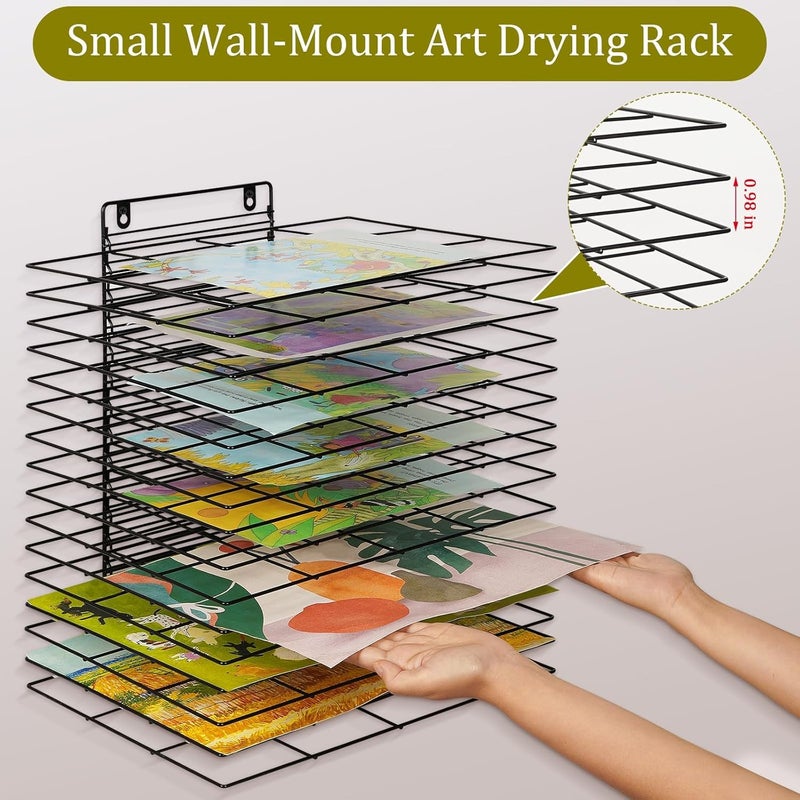 Lzttyee Art Drying Rack for Classroom Paint Drying Rack Small Wall Art Storage Rack with 16 Removable Shelves for Classrooms and Art Studios (Black, 16 Shelves) - Image 4